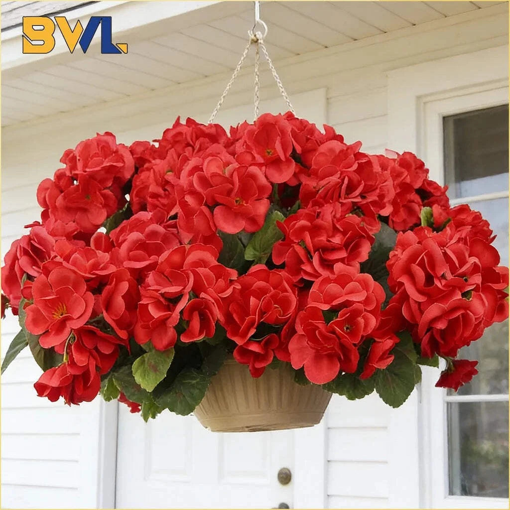1-8PCS UV Resistant Artificial Begonia Flowers – Realistic Faux Outdoor Flower H
