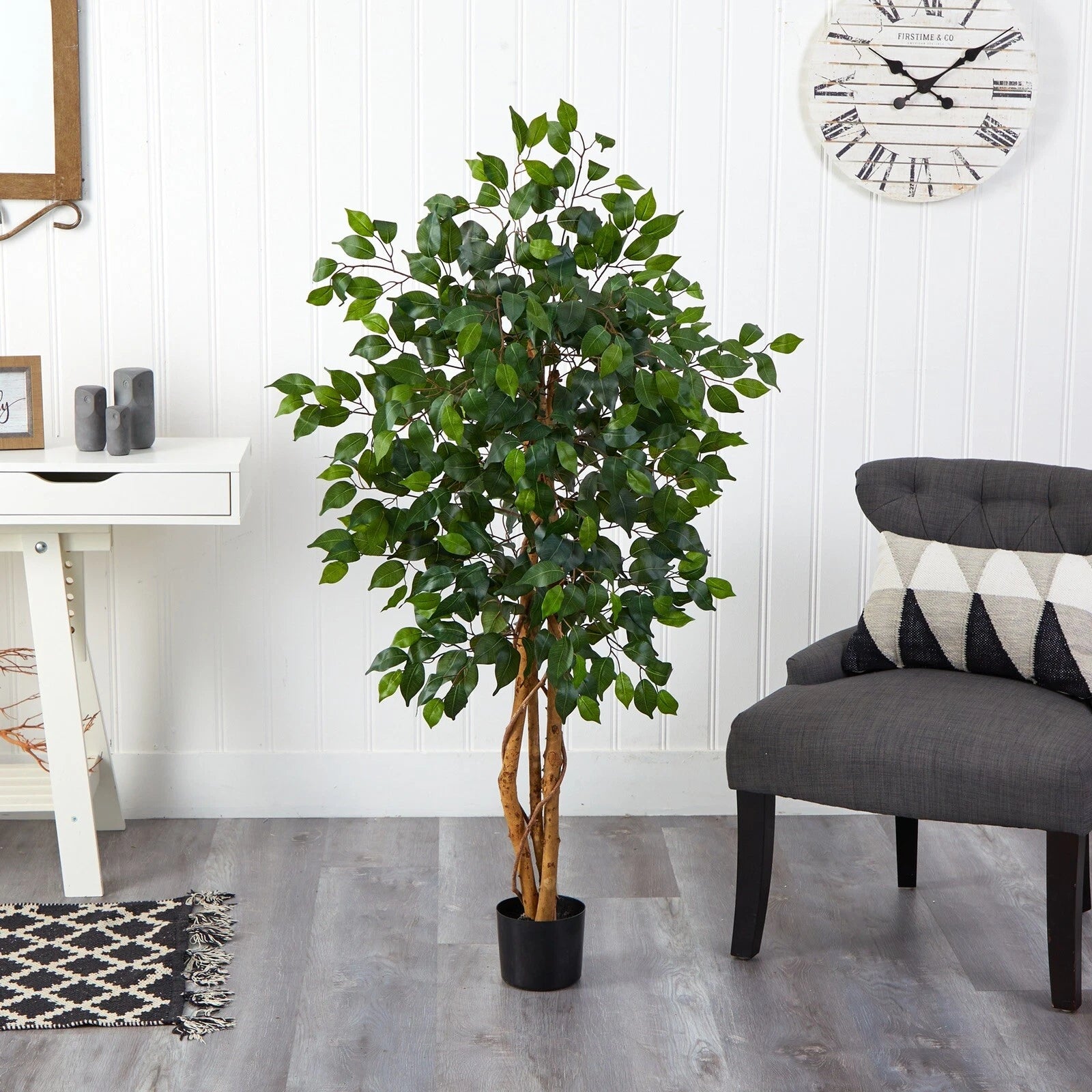 4’ Ficus Artificial Tree with Natural Trunks Home Decor. Retail $89