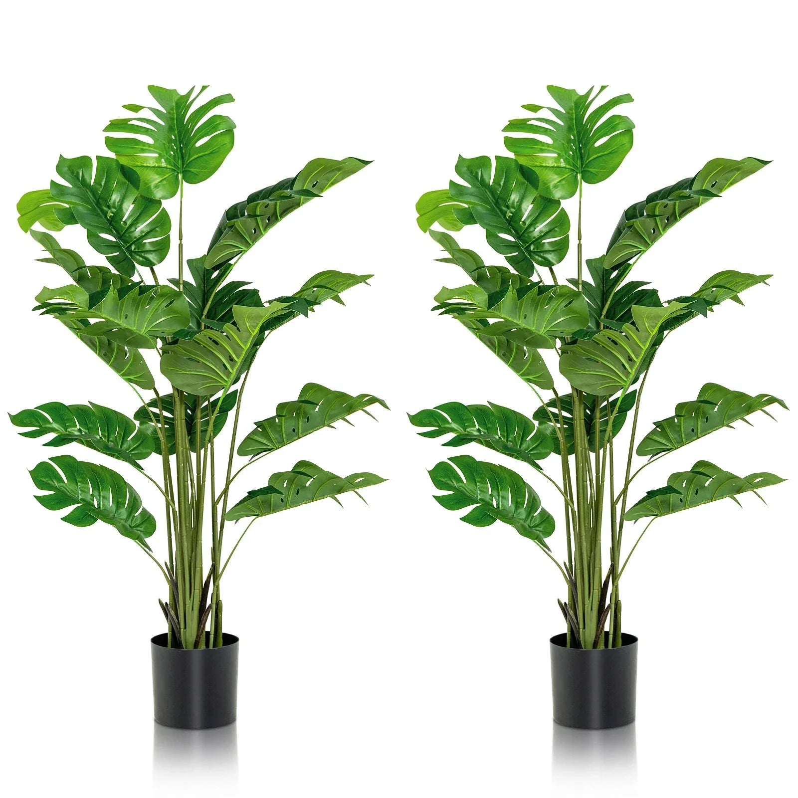 5FT Artificial Tree 2-Pack Faux Monstera Deliciosa Plant for Indoor & Outdoor